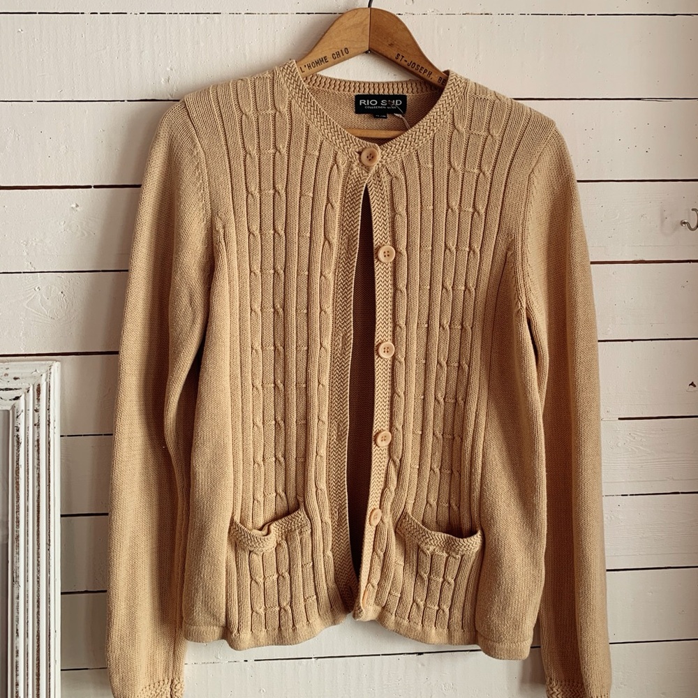 Butter yellow Cable-Front Button Cardigan